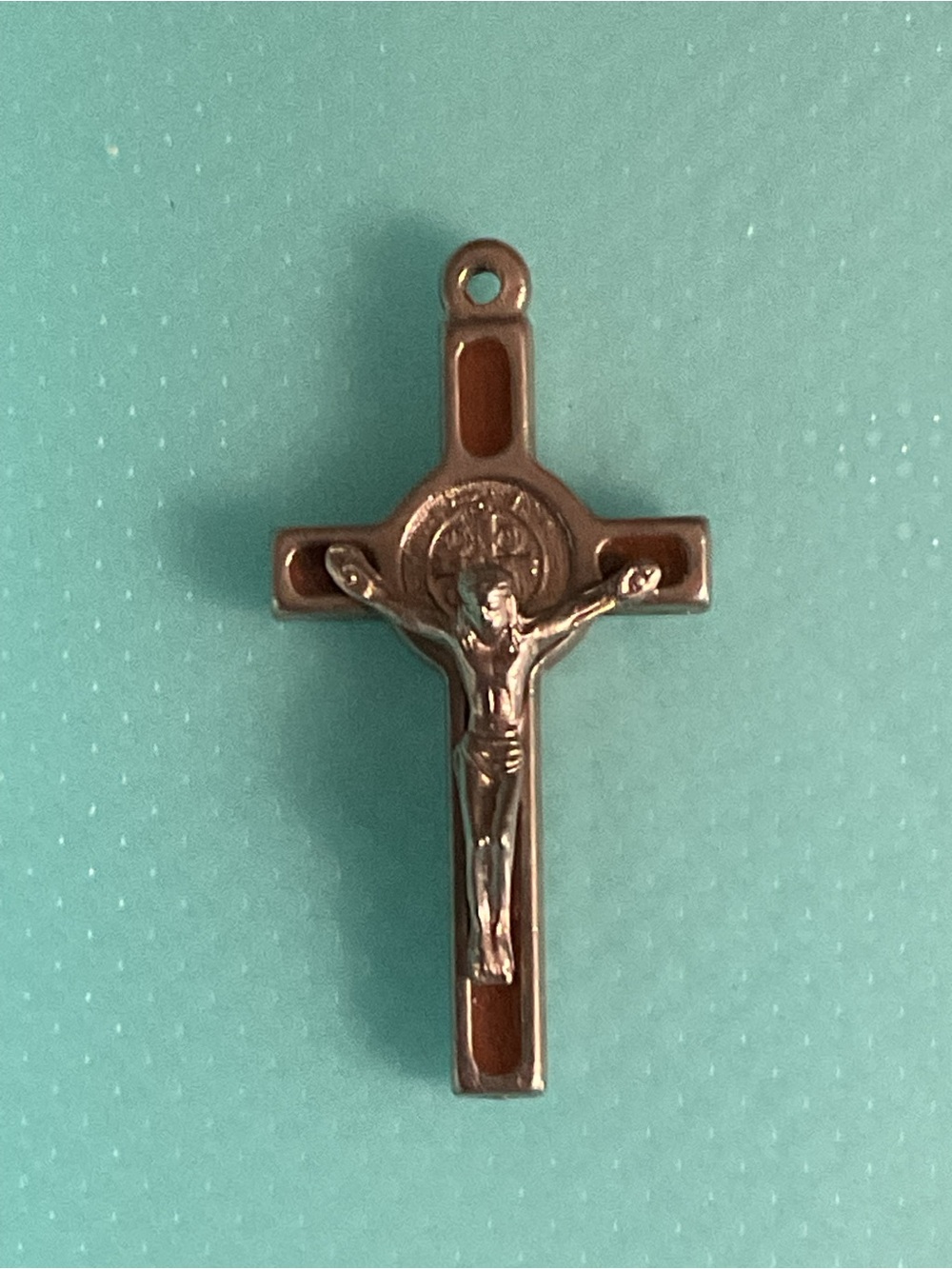 Red Enamel St. Benedict Medal Crucifix 1.6” Rosary Parts Pendant